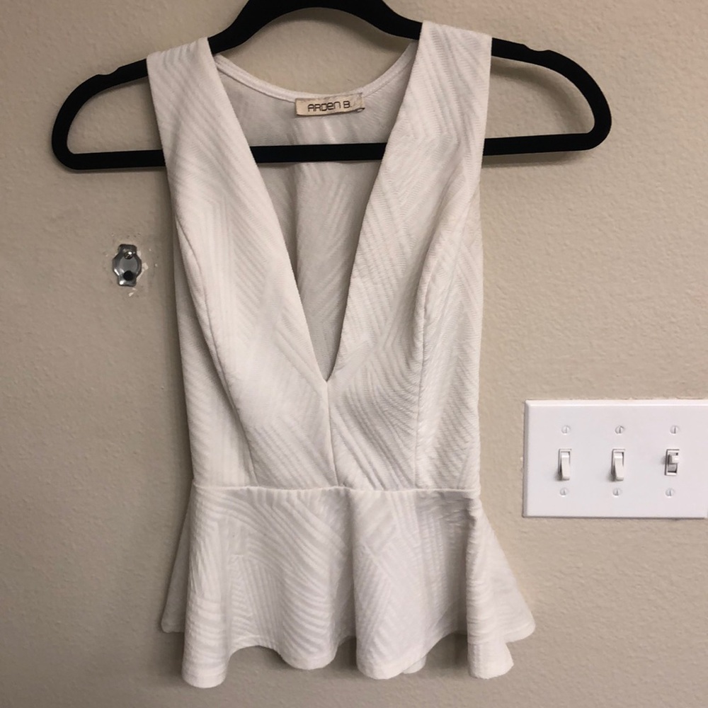 Arden B White V Peplum Blouse